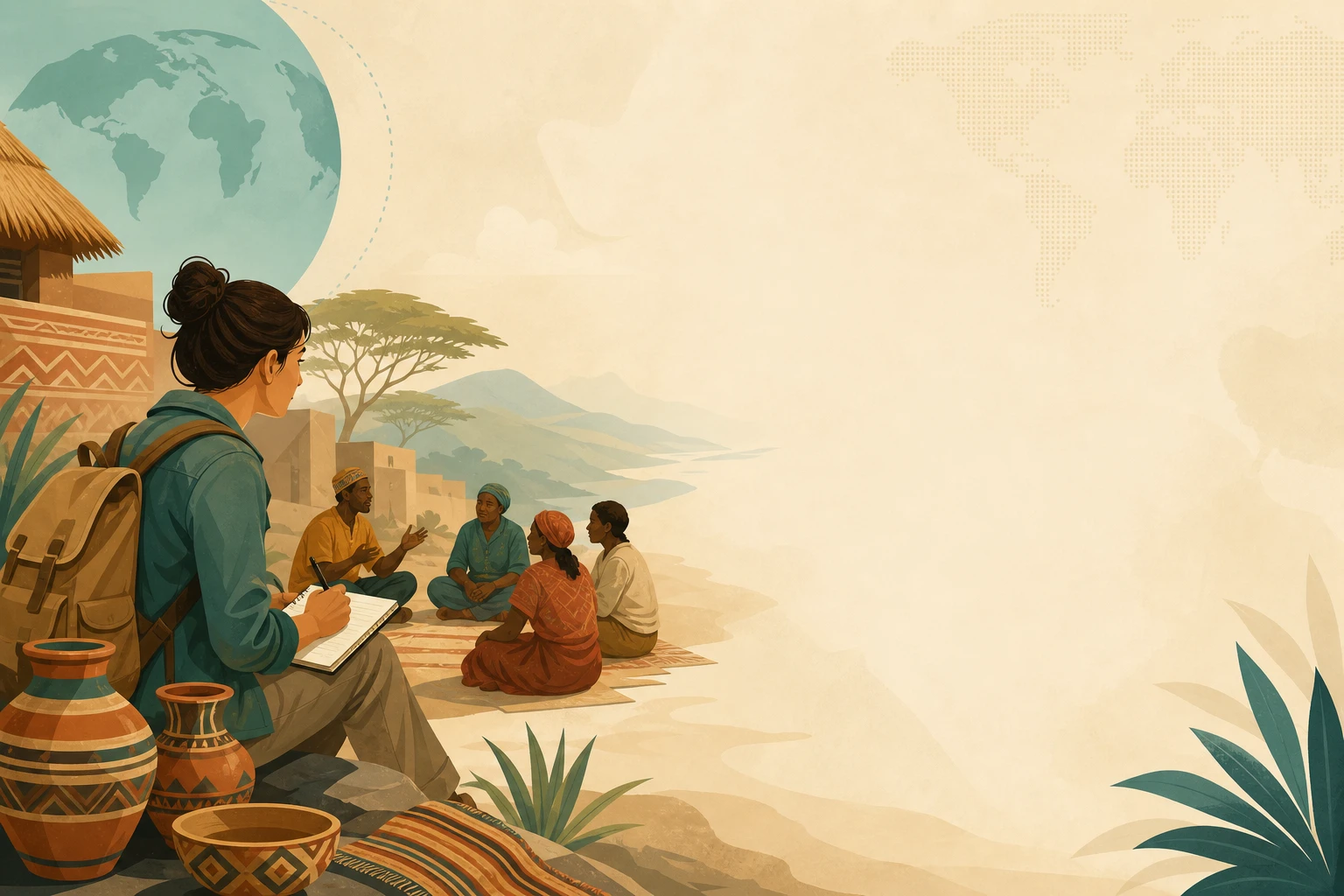 Illustration d'un anthropologue sur le terrain culturel