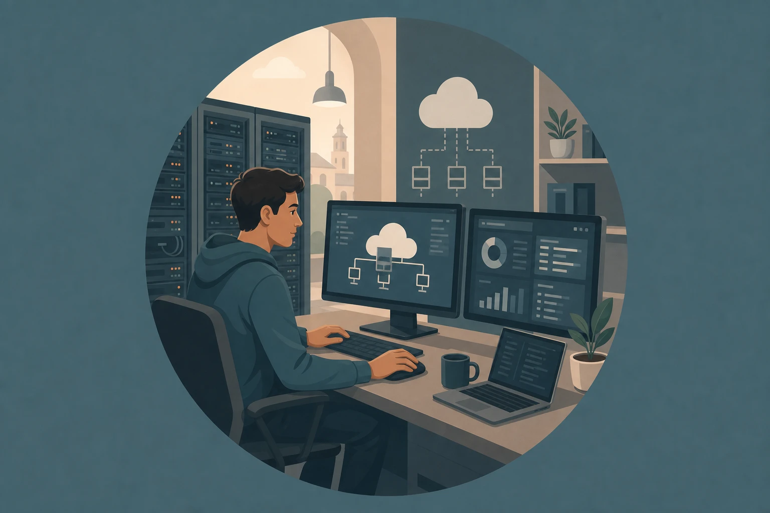 Illustration pour un CV de Administrateur cloud