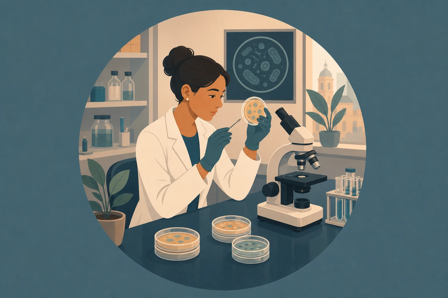 Illustration pour un CV de Microbiologiste