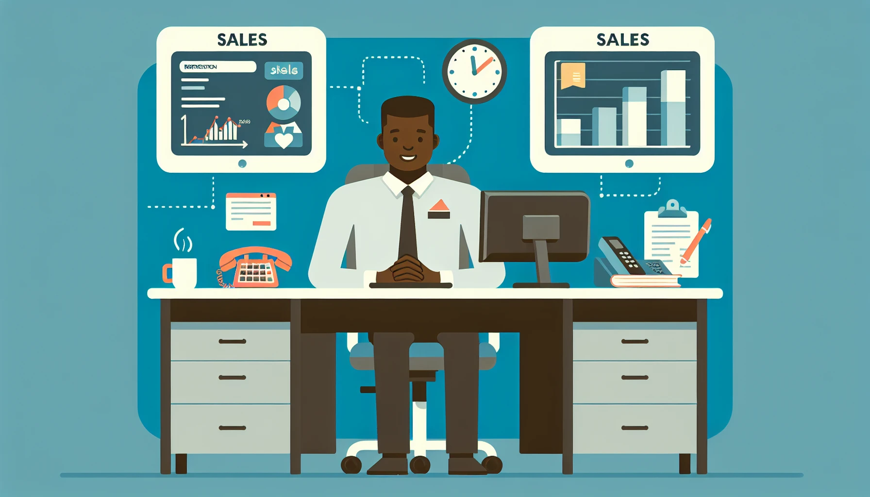 Illustration pour un CV de Commercial sédentaire