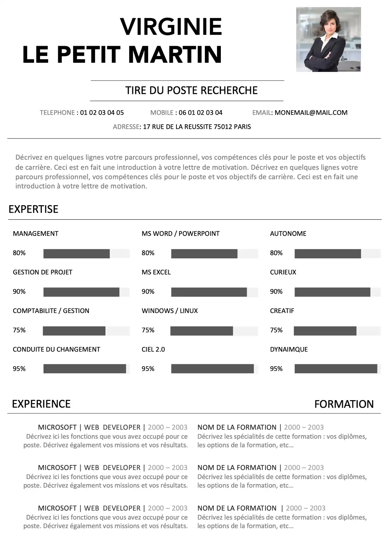 Modèle de CV Compétences