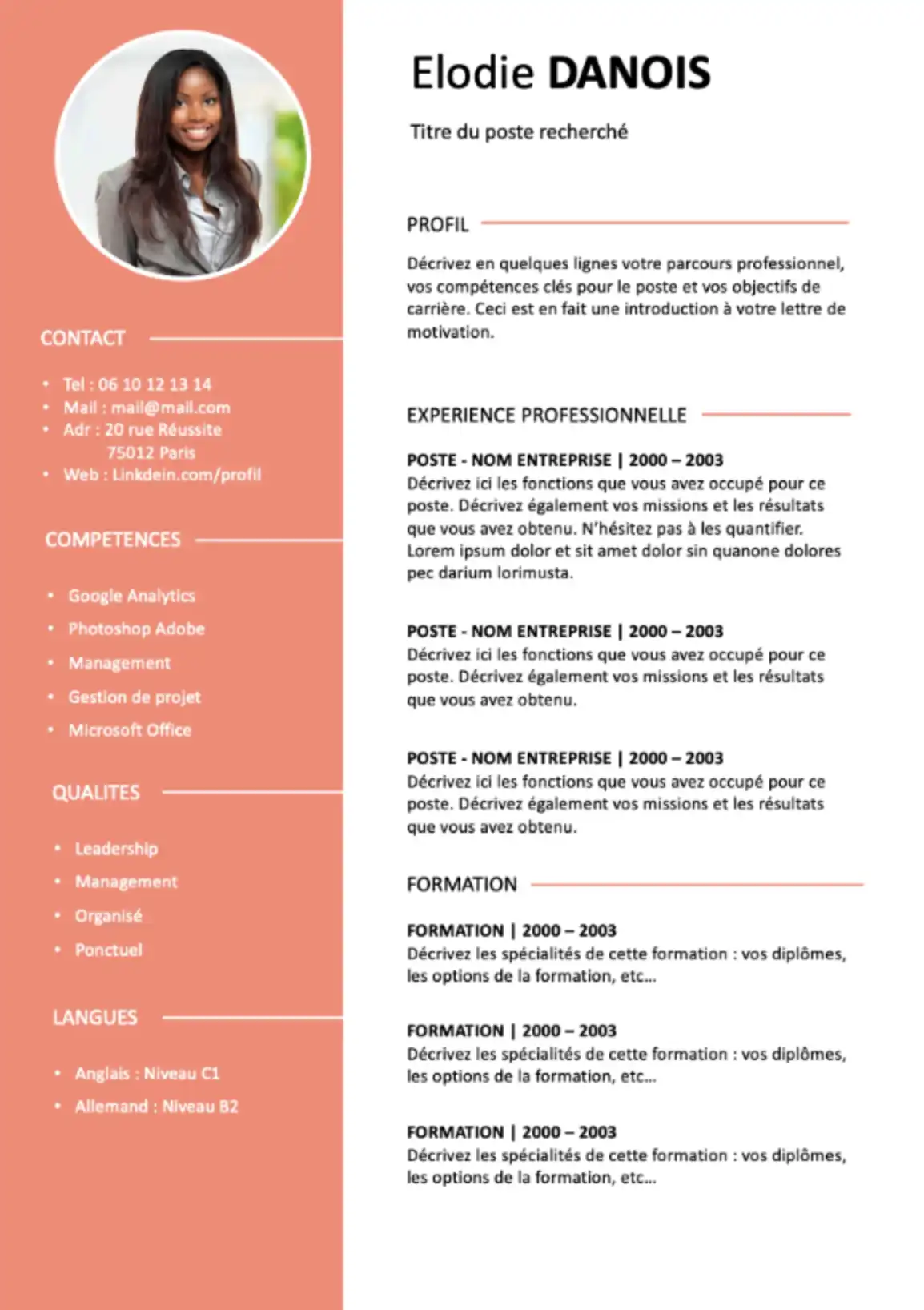 Modèle de CV Facile