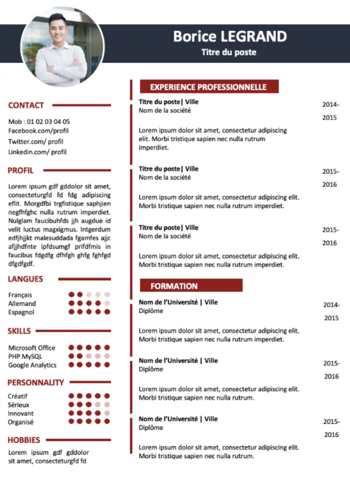 Modèle de CV PDF