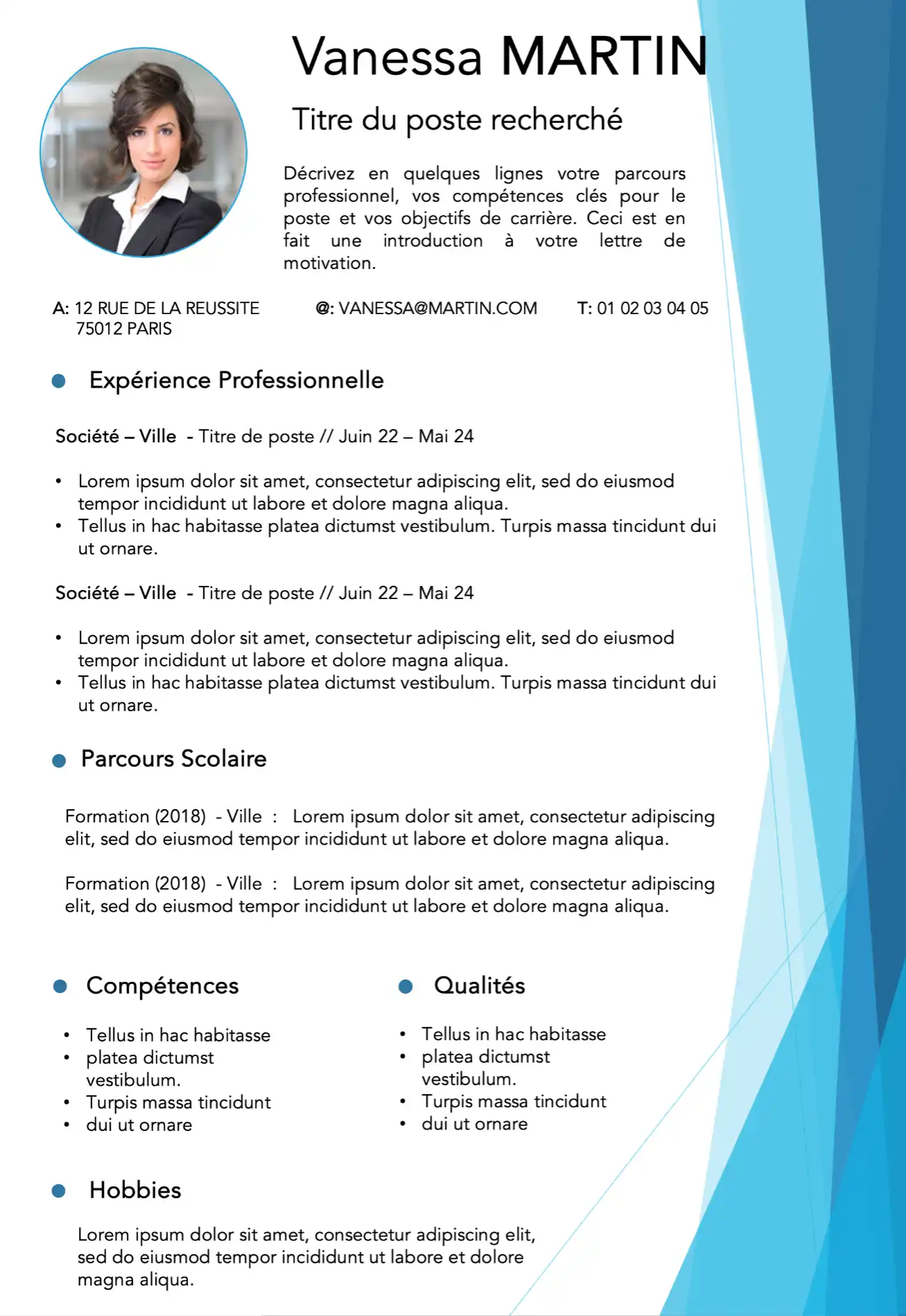 Modèle de CV Avec Photo