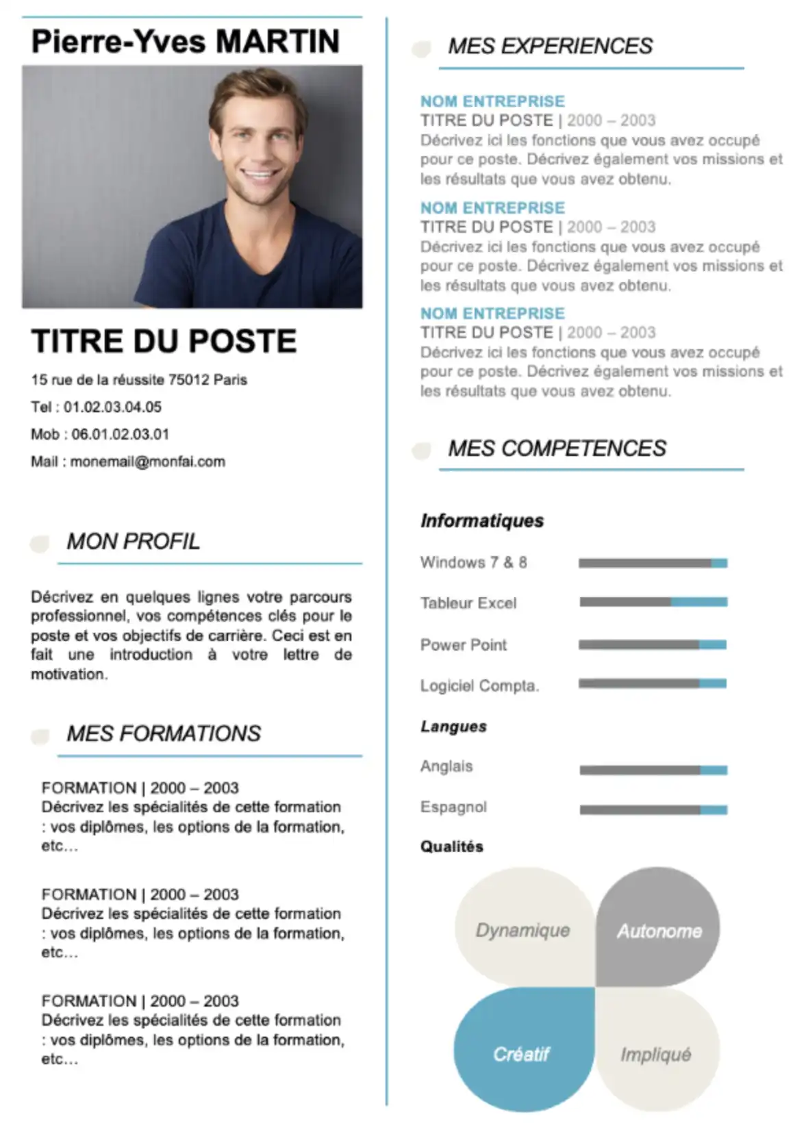 Modèle de CV pour Travailler