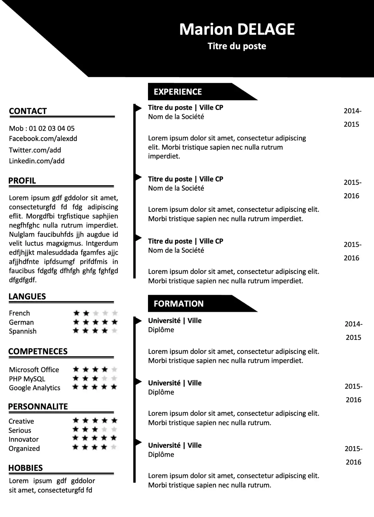 Modèle de CV Powerpoint