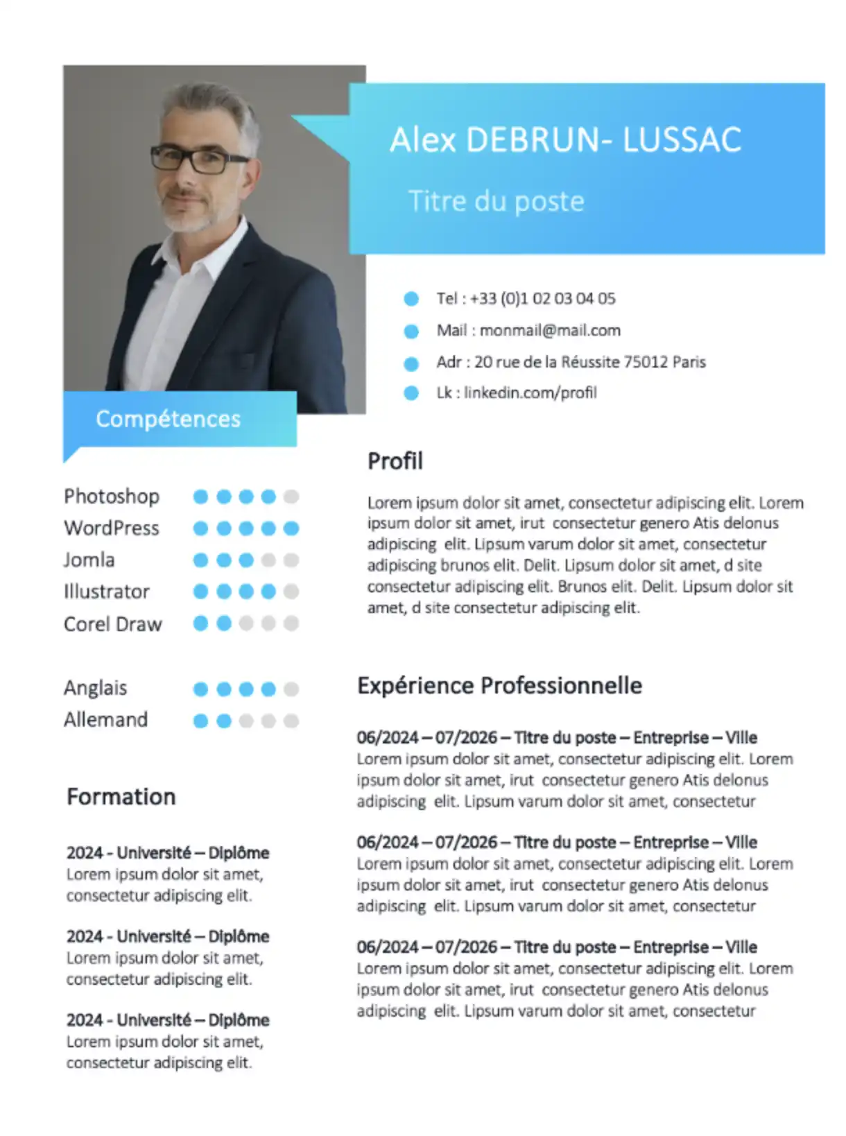 Modèle de CV Rapide