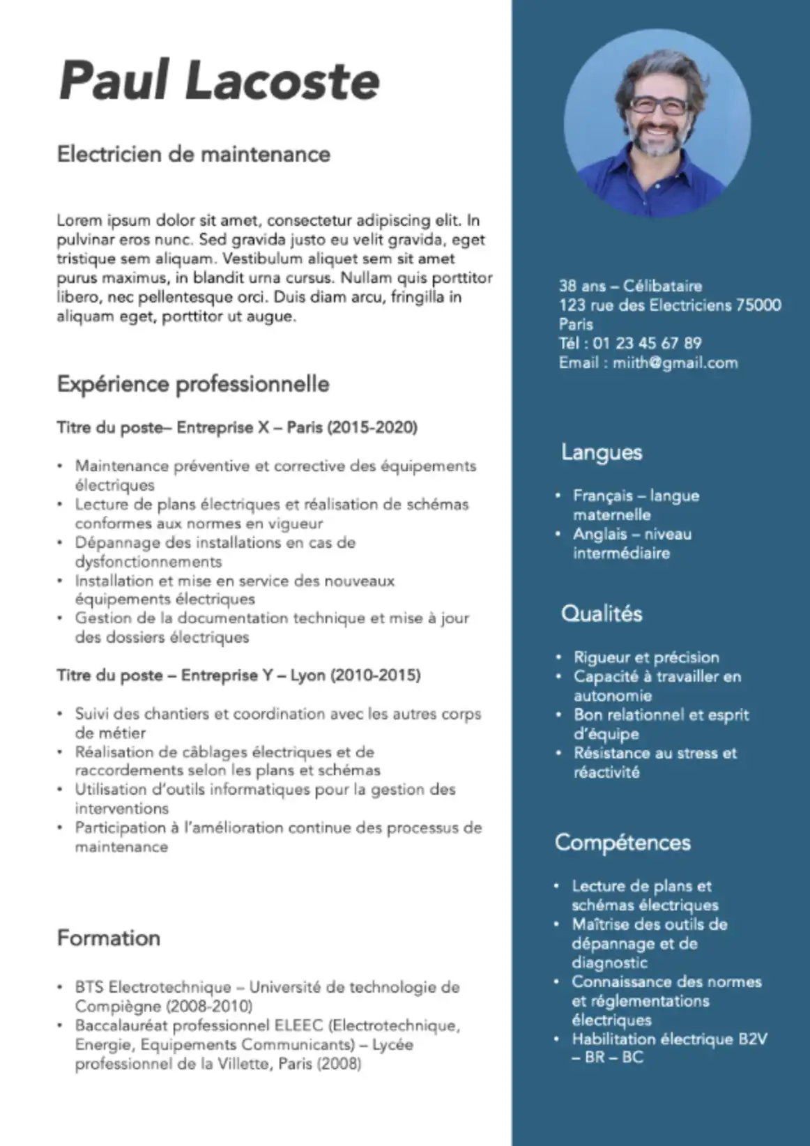 Modèle de CV Rédigé